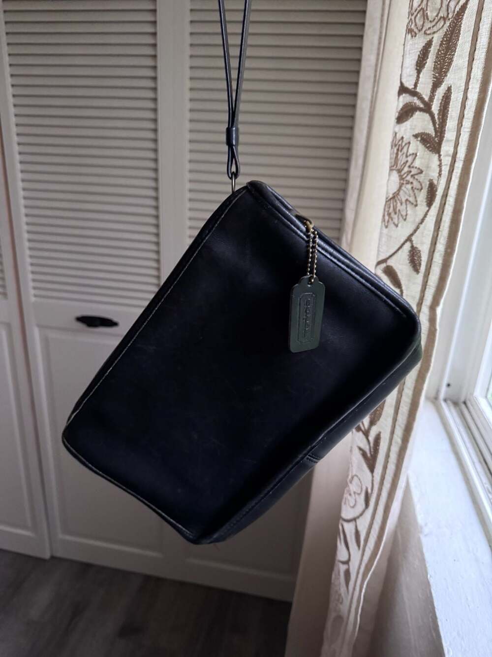 Vintage Coach Black Glove Tanned Leather Large Travel Kit Clutch Bag 5117
